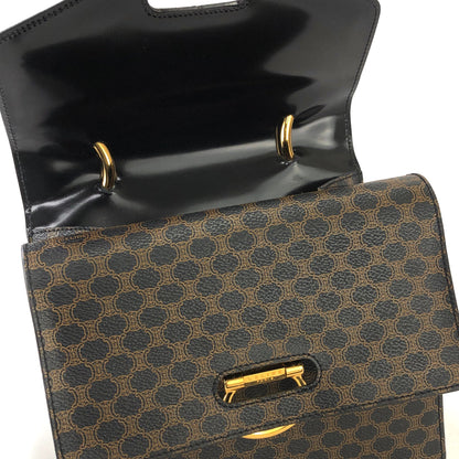 CELINE Macadam Gancini Double flap Tophandle Handbag Black Vintage Old CELINE wk3uhd
