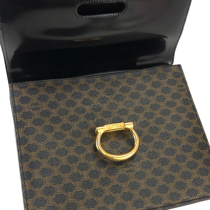 CELINE Macadam Gancini Double flap Tophandle Handbag Black Vintage Old CELINE wk3uhd