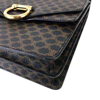 CELINE Macadam Gancini Double flap Tophandle Handbag Black Vintage Old CELINE wk3uhd