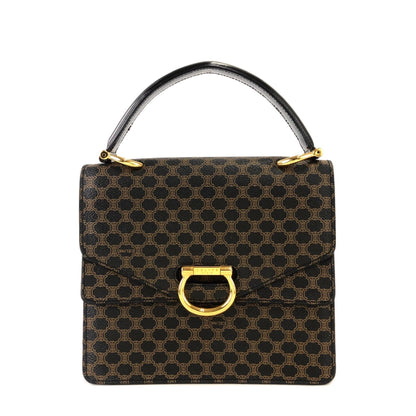 CELINE Macadam Gancini Double flap Tophandle Handbag Black Vintage Old CELINE wk3uhd