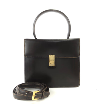 LOEWE Anagram Front Lock Leather 2WAY MiniBag Shoulder Bag Brown fbbxzn