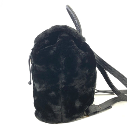 FENDI FF logo Fur Drawstring Backpack Black Vintage Old 28gkdv