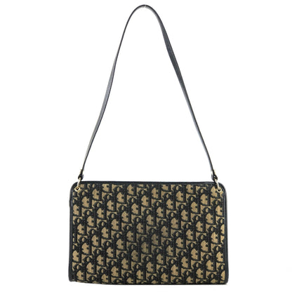 Christian Dior Trotter Oblique 提花肩背包 手袋 海軍藍 復古 舊款 83hjfi