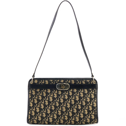 Christian Dior Trotter Oblique 提花肩背包 手袋 海軍藍 復古 舊款 83hjfi