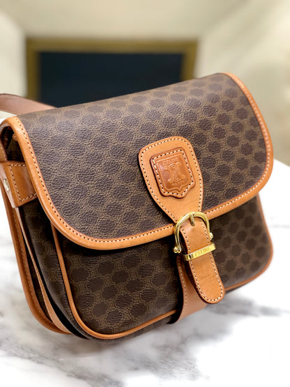 CELINE Macadam Blason 扣式斜背包 棕色 復古 舊款 Celine d3aexg