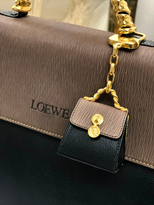 LOEWE Velazquez Anagram Handbag type Bag charm Key chain Black Vintage Old v7w53z