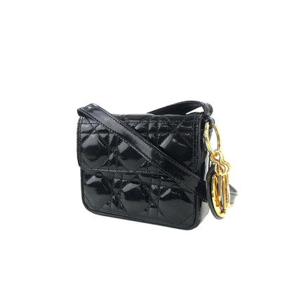 Christian Dior Cannage Lady dior Patent leather Crossbody Small Shoulder bag Black 8xicb6