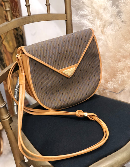 Yves Saint Laurent YSL 標誌圓肩包 橄欖棕色 復古 舊 k67ewp