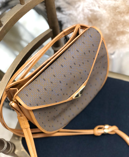 Yves Saint Laurent YSL 標誌圓肩包 橄欖棕色 復古 舊 k67ewp