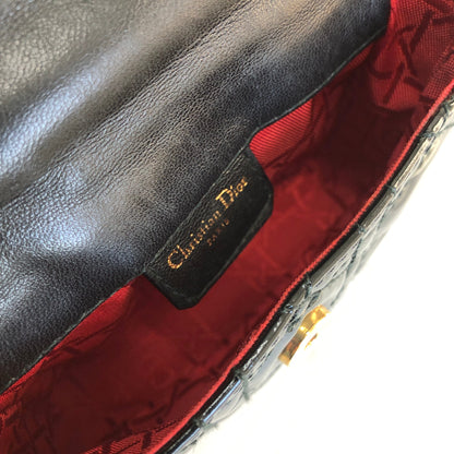Christian Dior Cannage Lady dior Patent leather Crossbody Small Shoulder bag Black 8xicb6