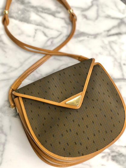 Yves Saint Laurent YSL 標誌圓肩包 橄欖棕色 復古 舊 k67ewp