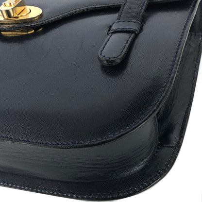 CELINE 旋鎖 Blason 標誌皮革單肩包 海軍藍 復古舊款 CELINE p62ipx