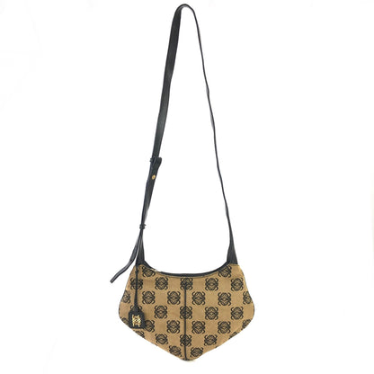 LOEWE Anagram pattern Jacquard Shoulder bag Beige Vintage Old 27i3rr