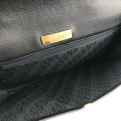 Yves Saint Laurent Logo stitch Clutch bag Black Vintage Old pdt4w5