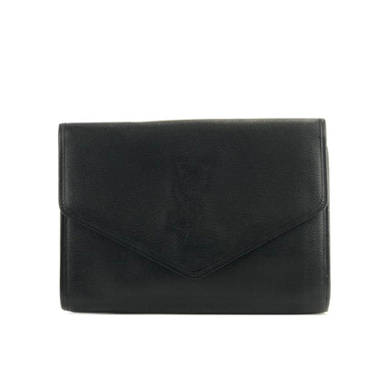 Yves Saint Laurent Logo stitch Clutch bag Black Vintage Old pdt4w5