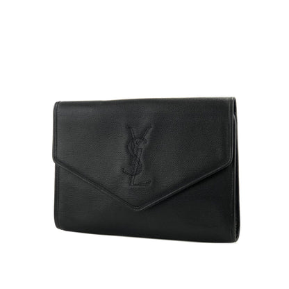 Yves Saint Laurent Logo stitch Clutch bag Black Vintage Old pdt4w5