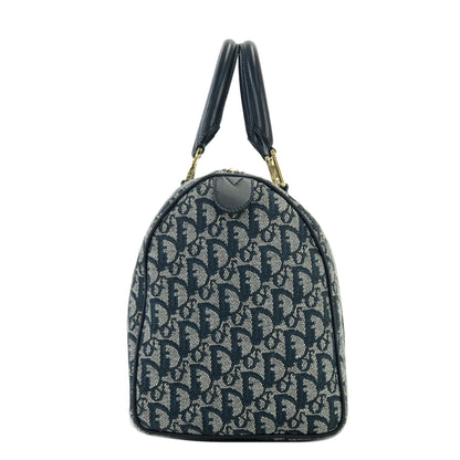 Christian Dior Trotter Jacquard Bostonbag Handbag Navy Vintage Old mm7brm