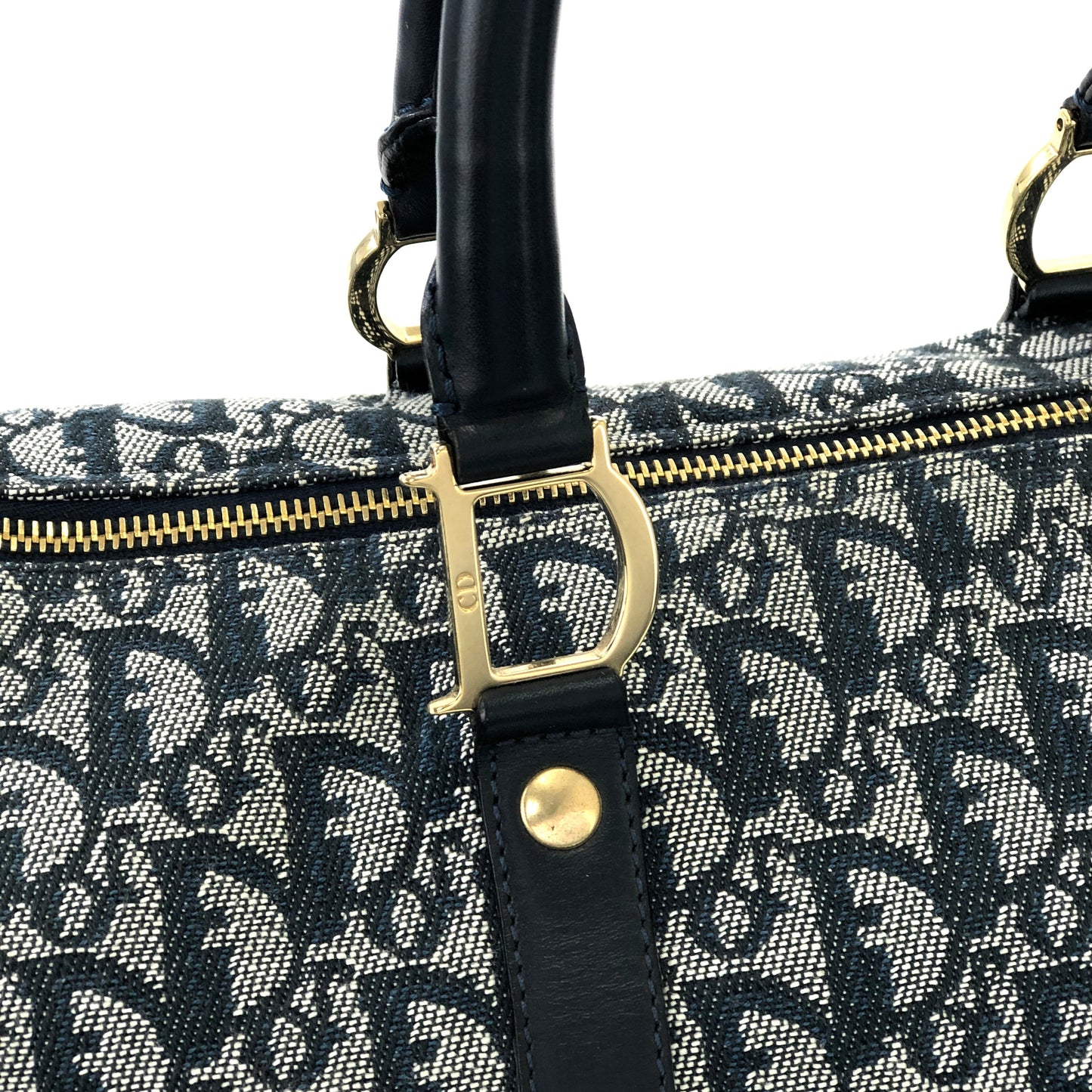 Christian Dior Trotter Jacquard Bostonbag Handbag Navy Vintage Old mm7brm