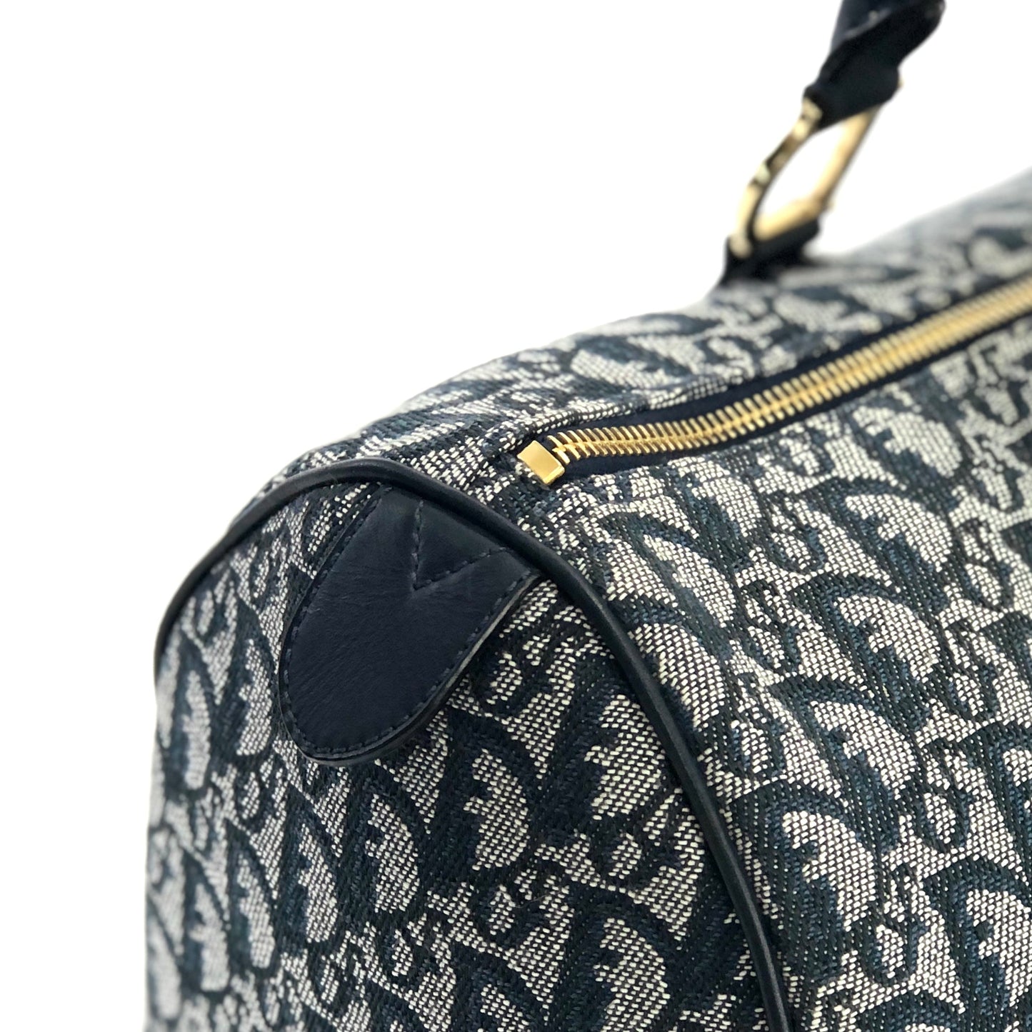 Christian Dior Trotter Jacquard Bostonbag Handbag Navy Vintage Old mm7brm