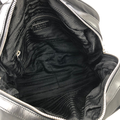 PRADA Triangle logo Double pocket Nylon Shoulder bag handbag Black Vintage Old icjnth