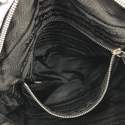 PRADA Triangle logo Double pocket Nylon Shoulder bag handbag Black Vintage Old icjnth