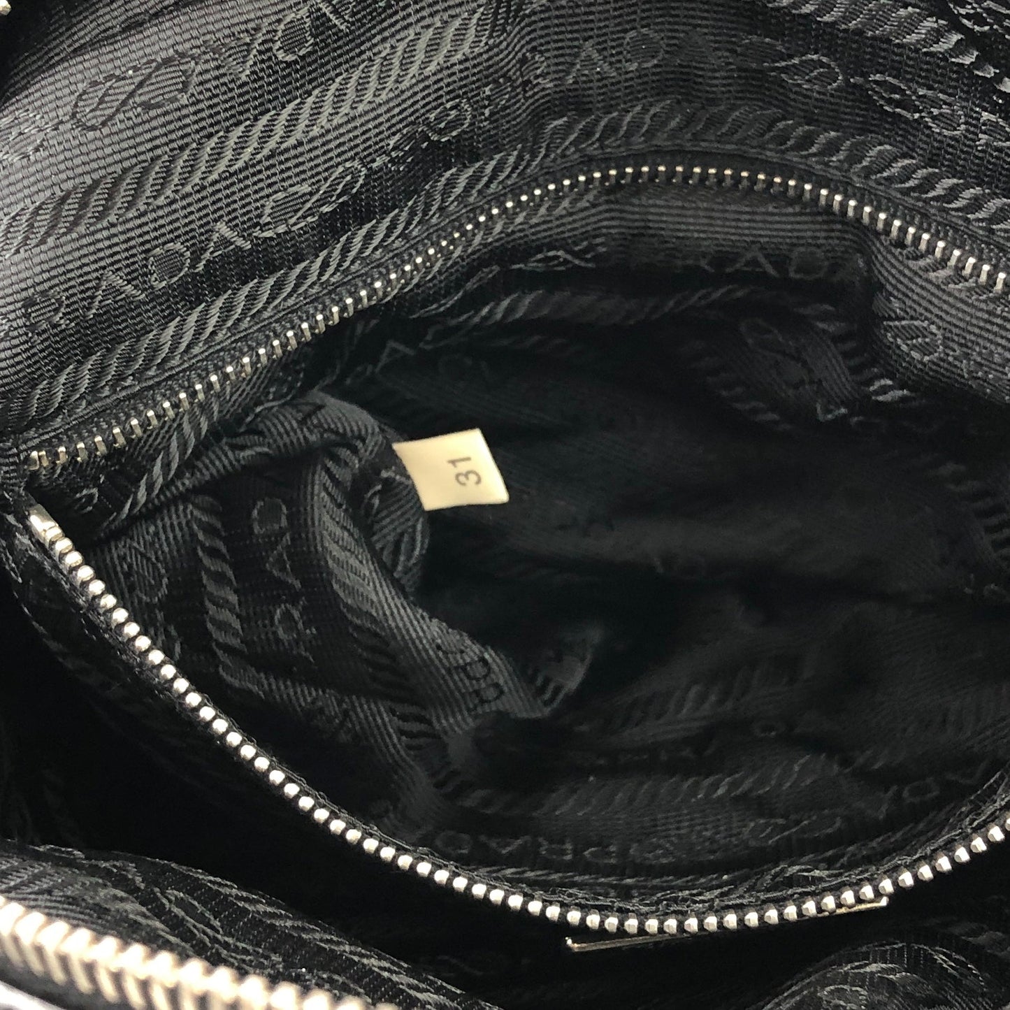 PRADA Triangle logo Double pocket Nylon Shoulder bag handbag Black Vintage Old icjnth