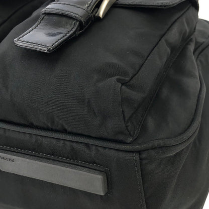 PRADA Triangle logo Double pocket Nylon Shoulder bag handbag Black Vintage Old icjnth