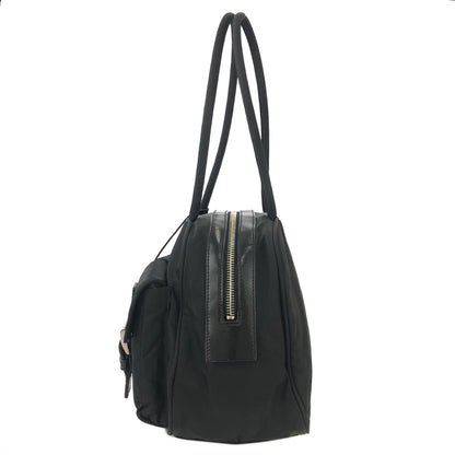 PRADA Triangle logo Double pocket Nylon Shoulder bag handbag Black Vintage Old icjnth