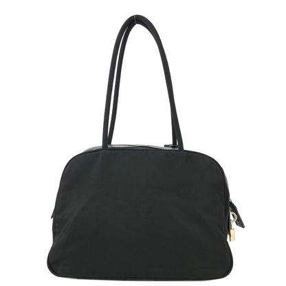 PRADA Triangle logo Double pocket Nylon Shoulder bag handbag Black Vintage Old icjnth