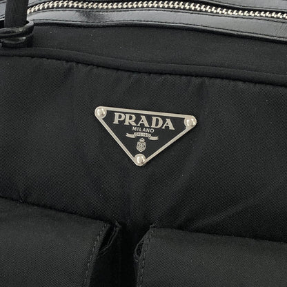 PRADA Triangle logo Double pocket Nylon Shoulder bag handbag Black Vintage Old icjnth