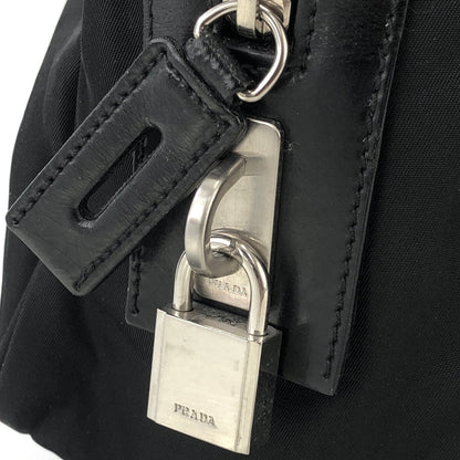 PRADA Triangle logo Double pocket Nylon Shoulder bag handbag Black Vintage Old icjnth