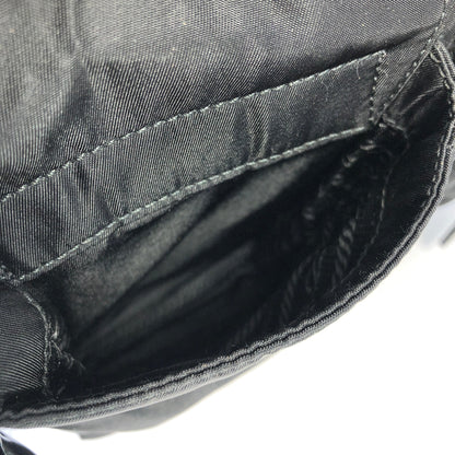 PRADA Triangle logo Double pocket Nylon Shoulder bag handbag Black Vintage Old icjnth