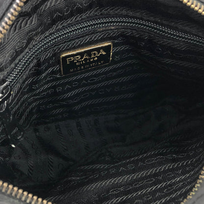PRADA Triangle logo Chain Nylon Crossbody Shoulder bag Black  n28tbj