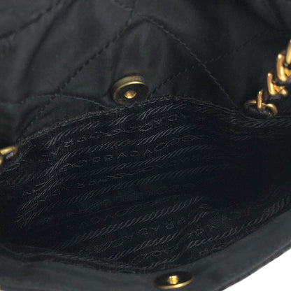 PRADA Triangle logo Chain Nylon Crossbody Shoulder bag Black  n28tbj