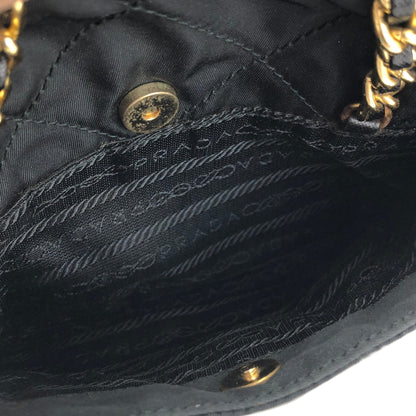PRADA Triangle logo Chain Nylon Crossbody Shoulder bag Black  n28tbj
