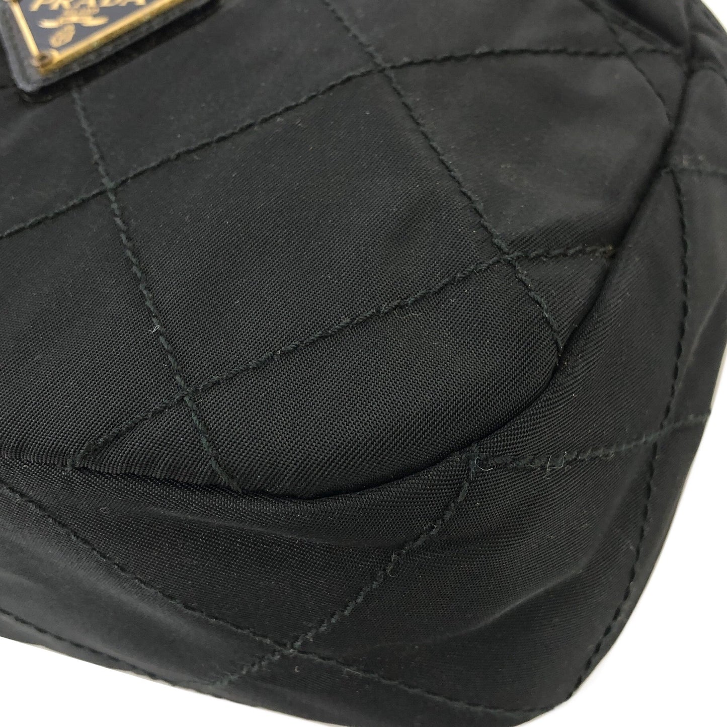 PRADA Triangle logo Chain Nylon Crossbody Shoulder bag Black  n28tbj