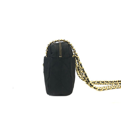 PRADA Triangle logo Chain Nylon Crossbody Shoulder bag Black  n28tbj