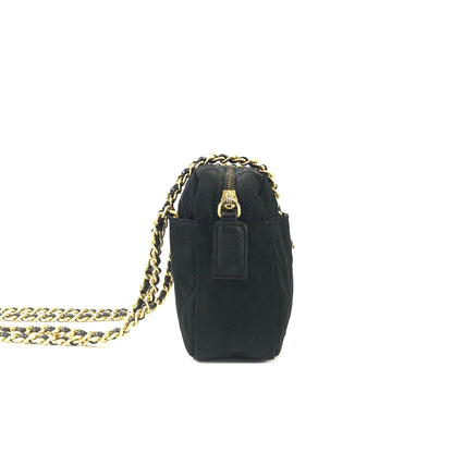 PRADA Triangle logo Chain Nylon Crossbody Shoulder bag Black  n28tbj