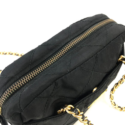 PRADA Triangle logo Chain Nylon Crossbody Shoulder bag Black  n28tbj