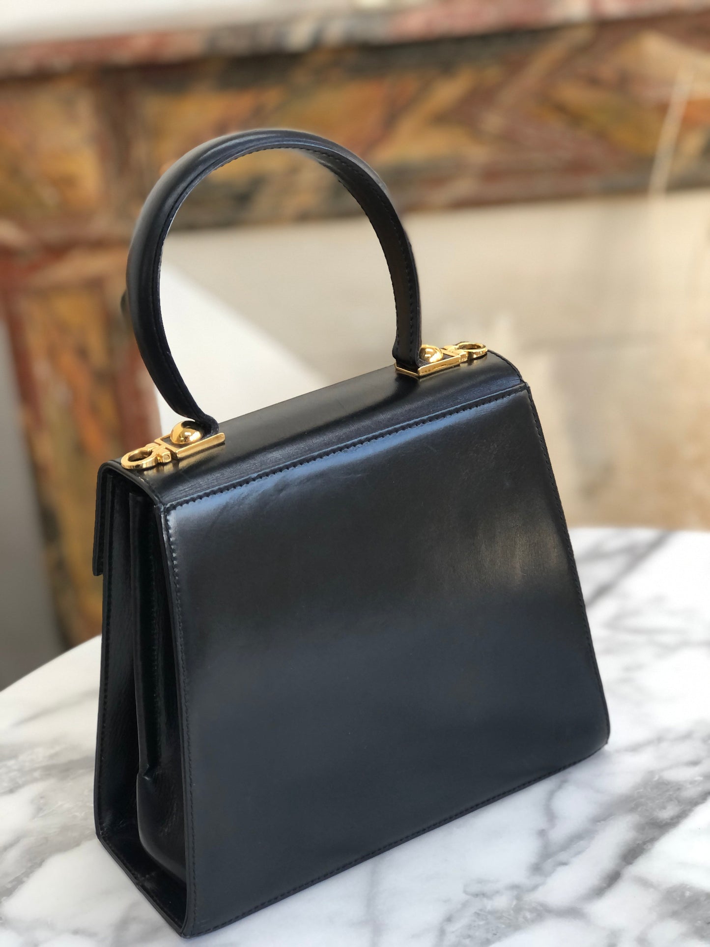 Salvatore Ferragamo Gancini Crossbody Handbag Shoulderbag Black Vintage Old eyft2n