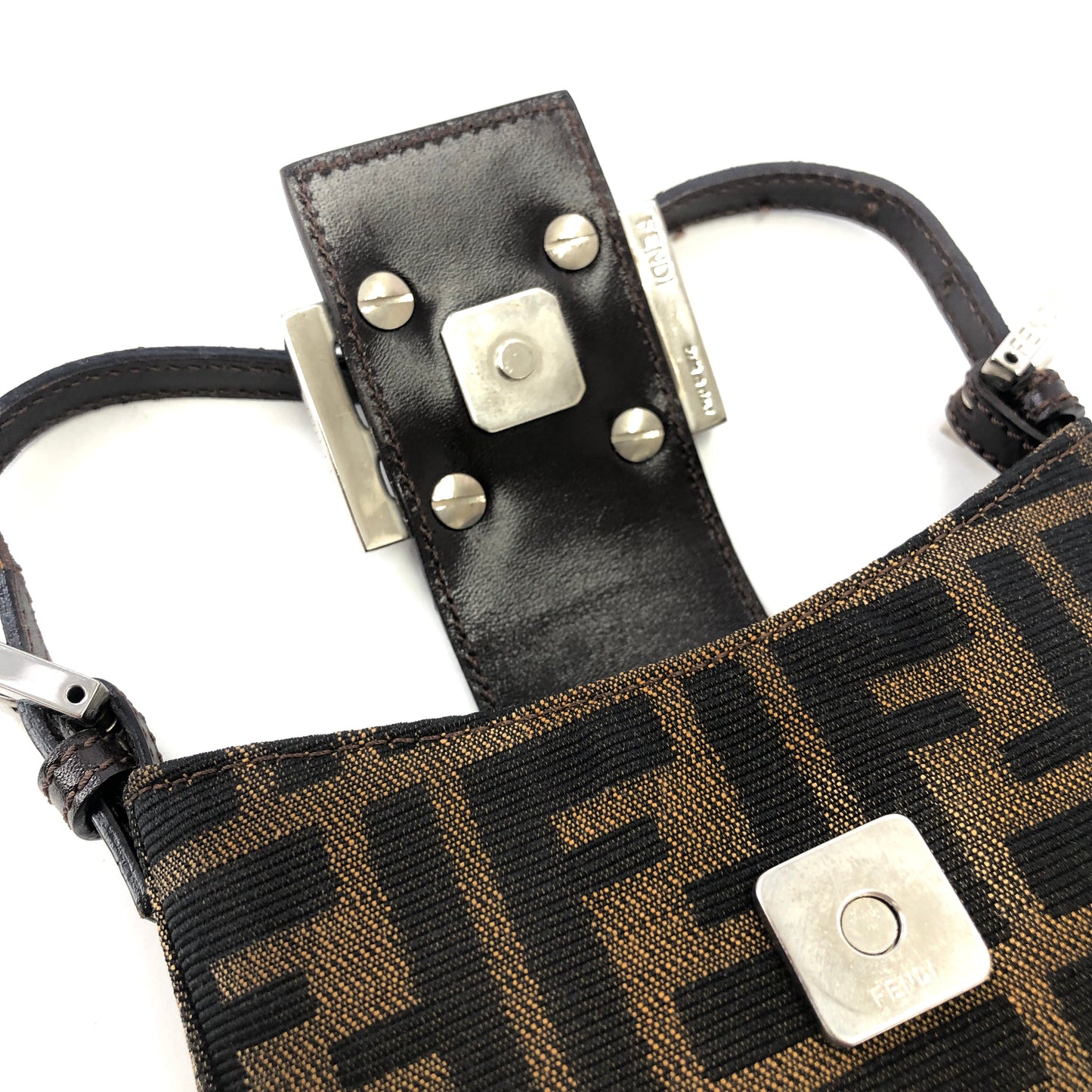 FENDI Zucca Croissant Micro Jacquard Handbag Brown Vintage Old h6grtp