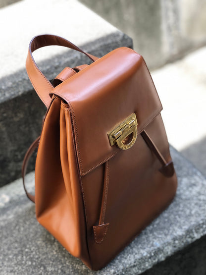CELINE 馬銜扣皮革背包 駝色 復古 舊款 Celine ryjh2m