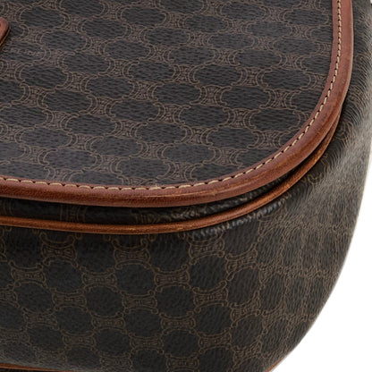 CELINE Macadam Blason embossed Flap Crossbody Shoulder bag Brown Vintage Old Celine 55cwnj