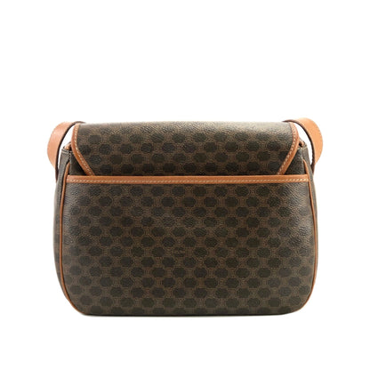 CELINE Macadam Blason embossed Flap Crossbody Shoulder bag Brown Vintage Old Celine 55cwnj
