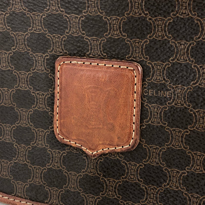 CELINE Macadam Blason embossed Flap Crossbody Shoulder bag Brown Vintage Old Celine 55cwnj