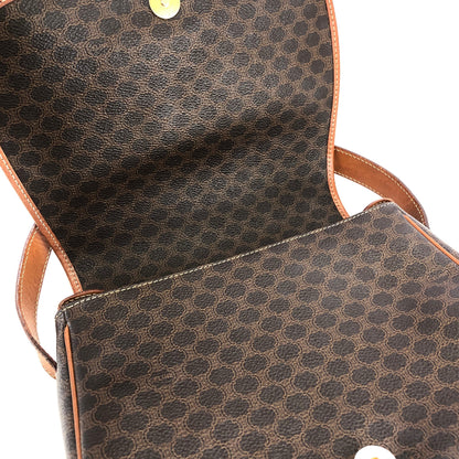 CELINE Macadam Blason embossed Flap Crossbody Shoulder bag Brown Vintage Old Celine 55cwnj