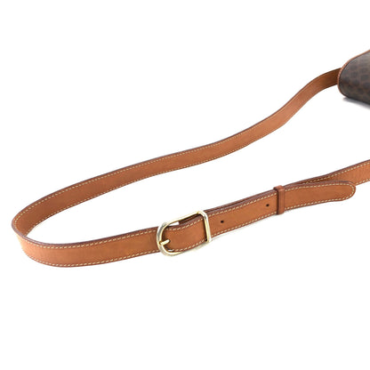 CELINE Macadam Blason embossed Flap Crossbody Shoulder bag Brown Vintage Old Celine 55cwnj