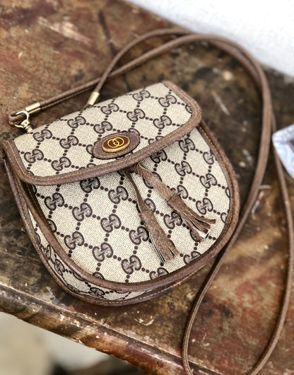GUCCI GGplus Tassel Minibag Shoulderbag Brown Old peeyt4
