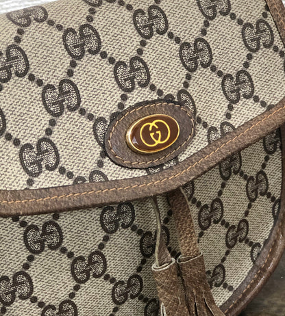 GUCCI GGplus Tassel Minibag Shoulderbag Brown Old peeyt4