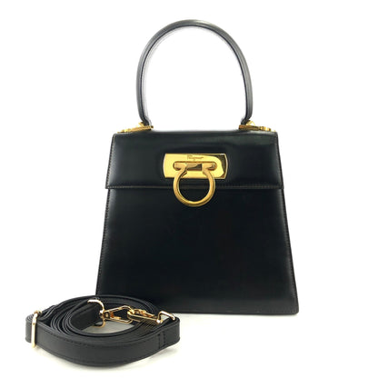 Salvatore Ferragamo Gancini 2way Crossbody Shoulderbag Handbag Black Vintage Old tz8wtc